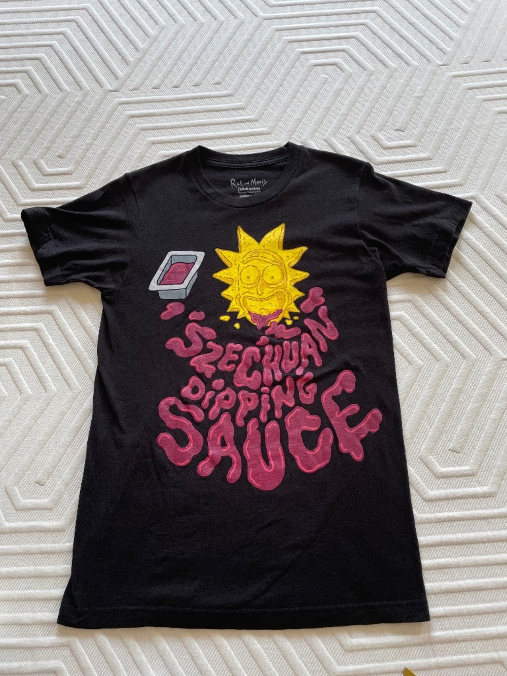 Rick an Morty, Szechuan Dipping Sauce T-Shirt, Black, Small
